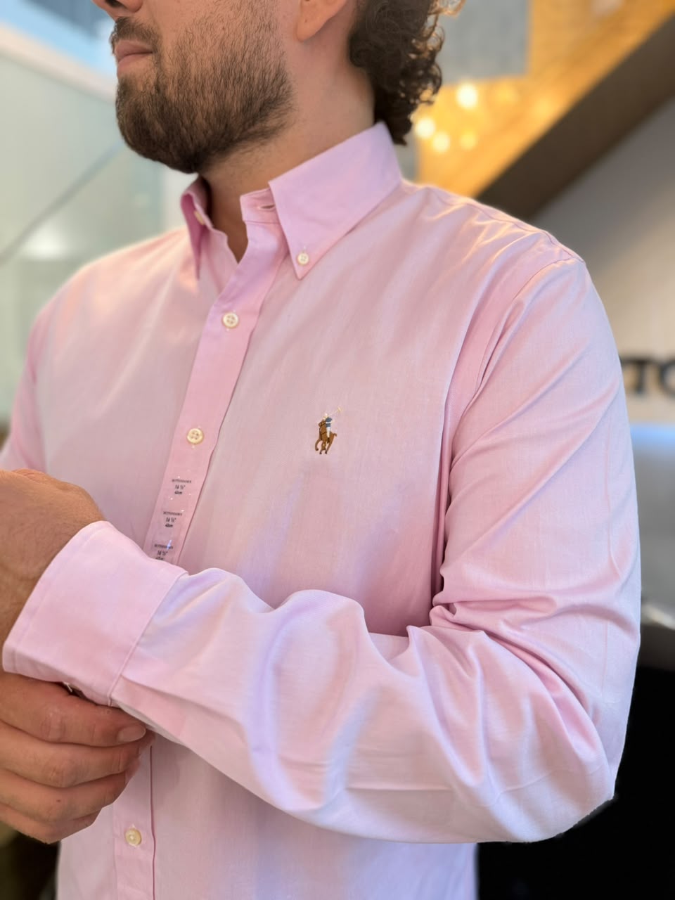 Camisa Polo R.L hombre Algodón Rosada Caballo Multicolor