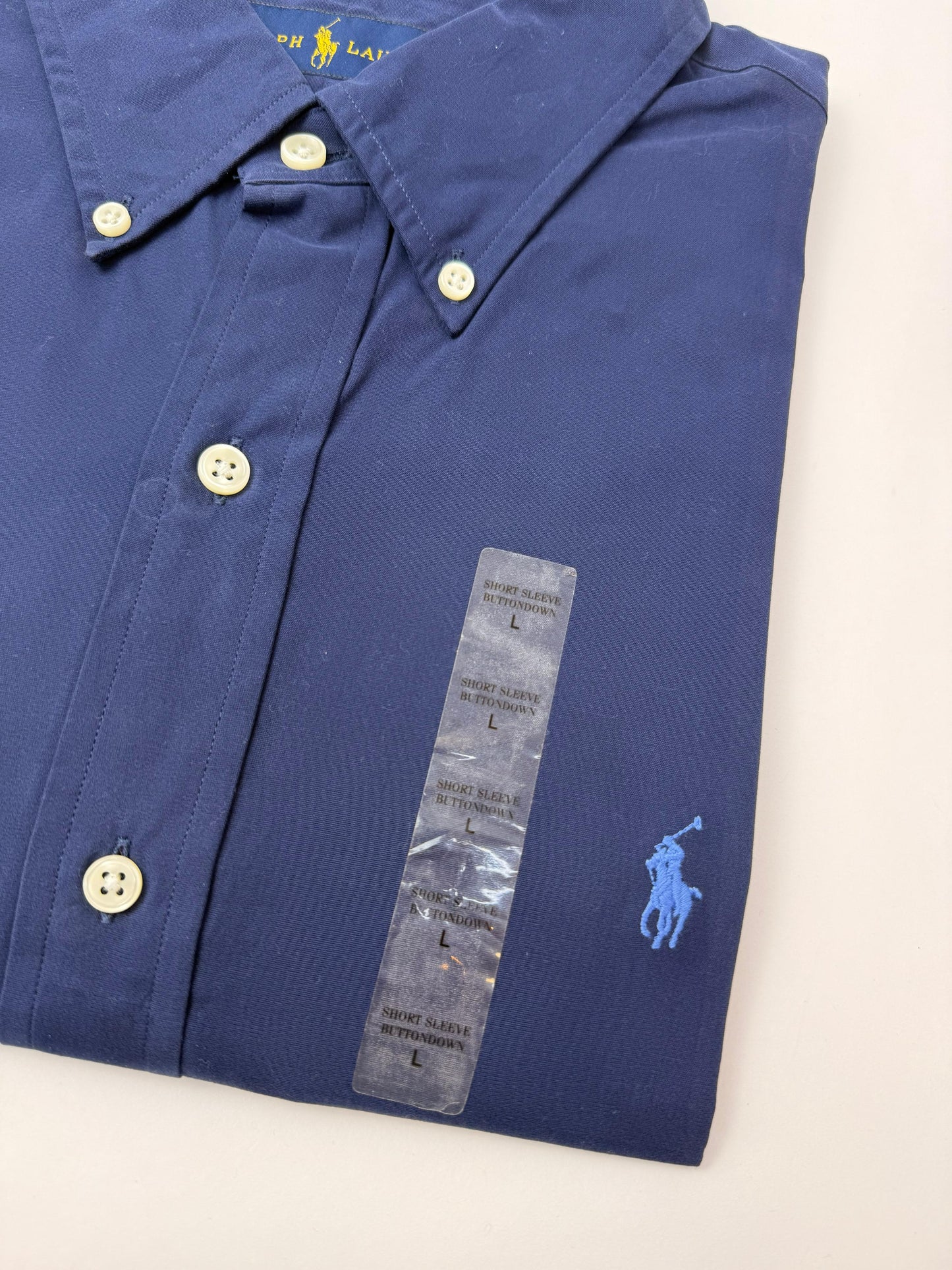 Camisa Polo R.L hombre Algodón Manga Corta Azul
