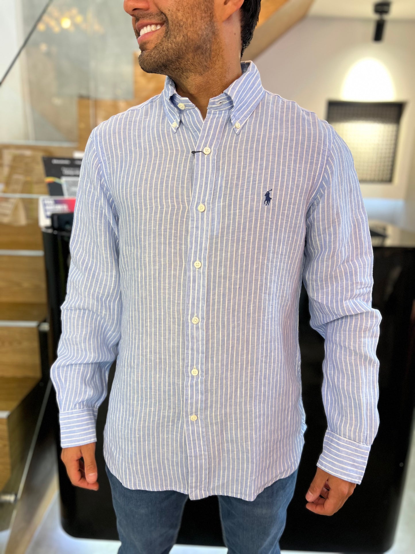 Camisa Polo R.L hombre Lino Custom Fit