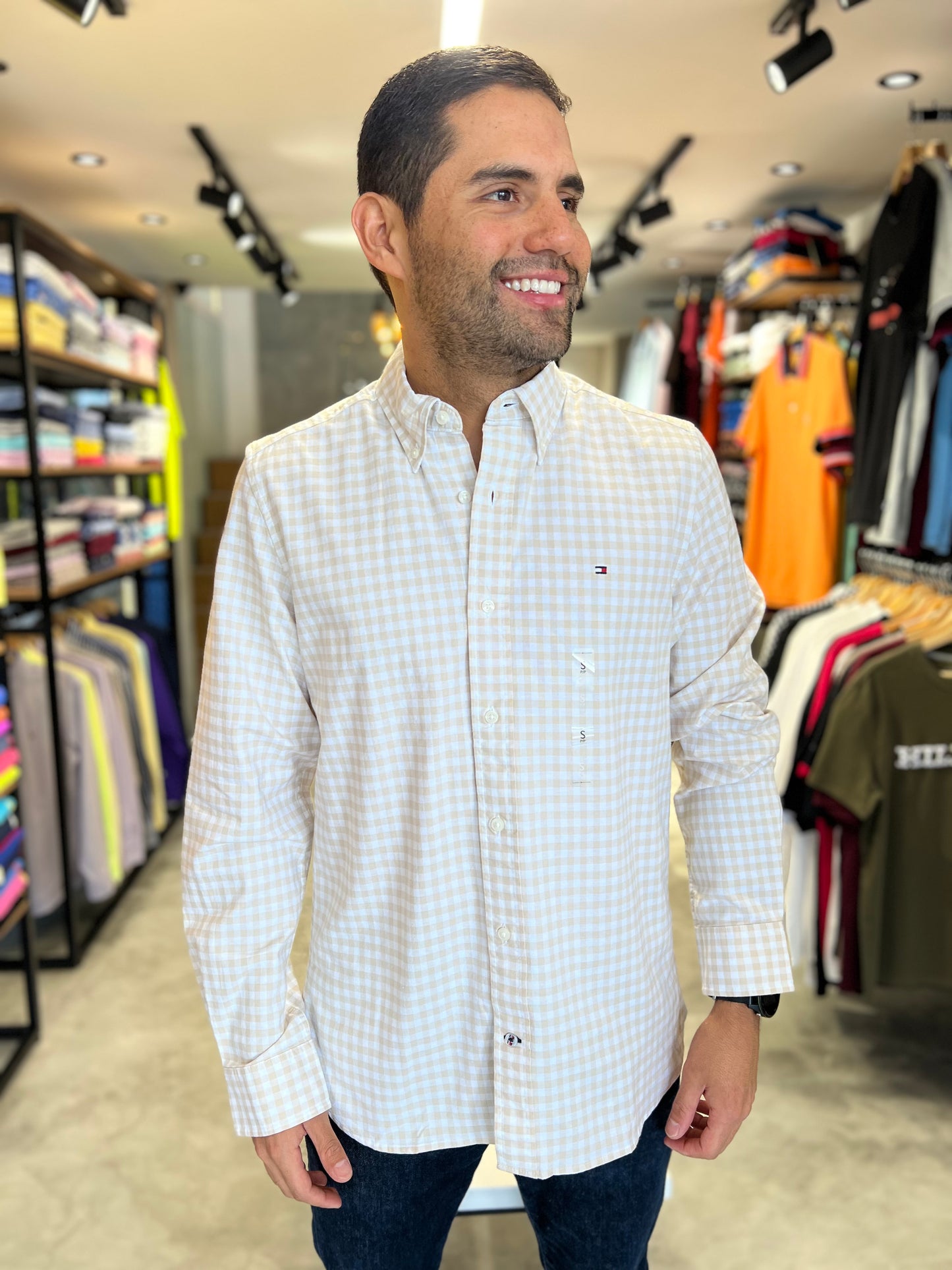 Camisa Tommy Hilfiger Beige Oxford