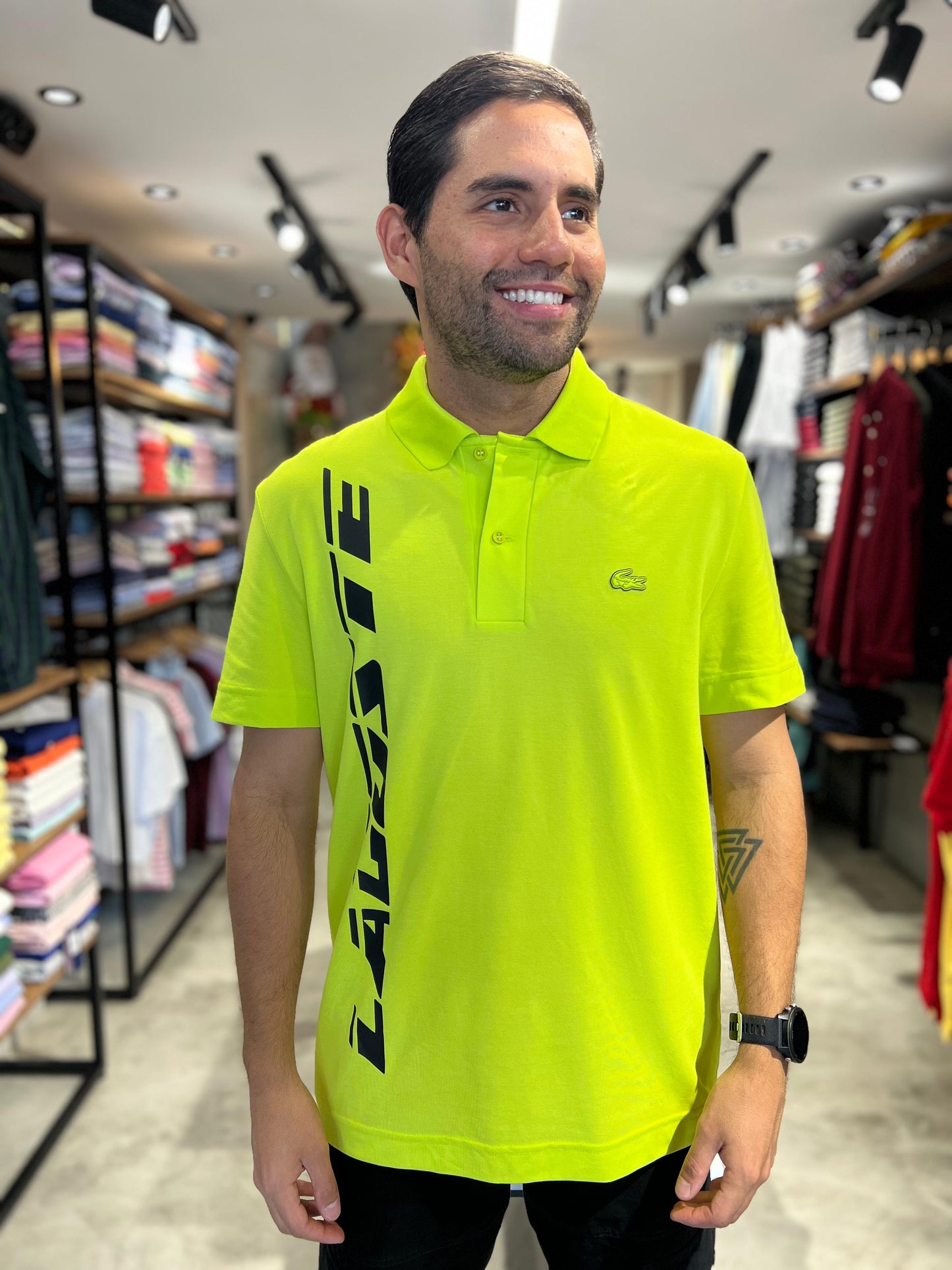 Polo Lacoste Hombre Verde Neón