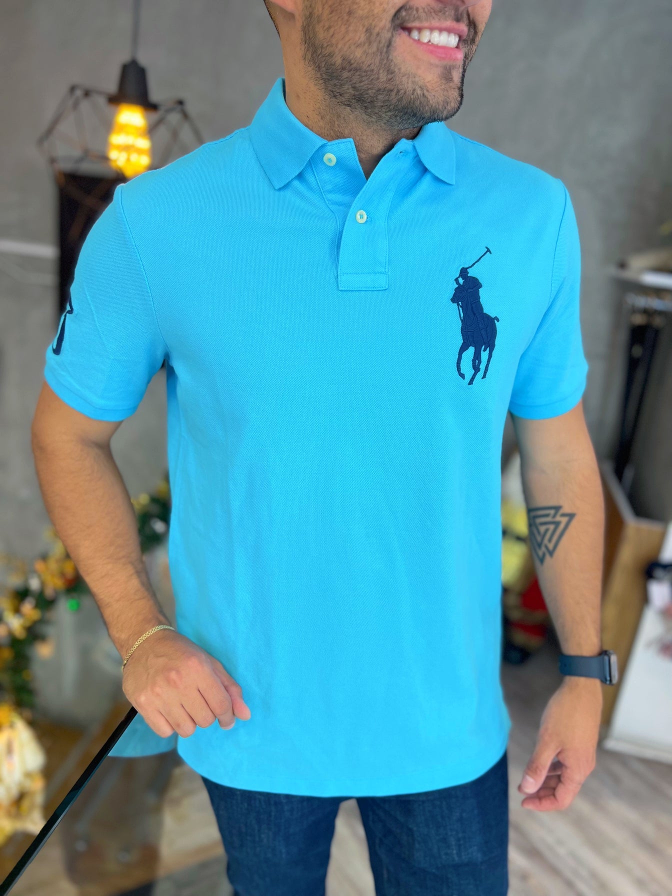 Polo R.L hombre Celeste