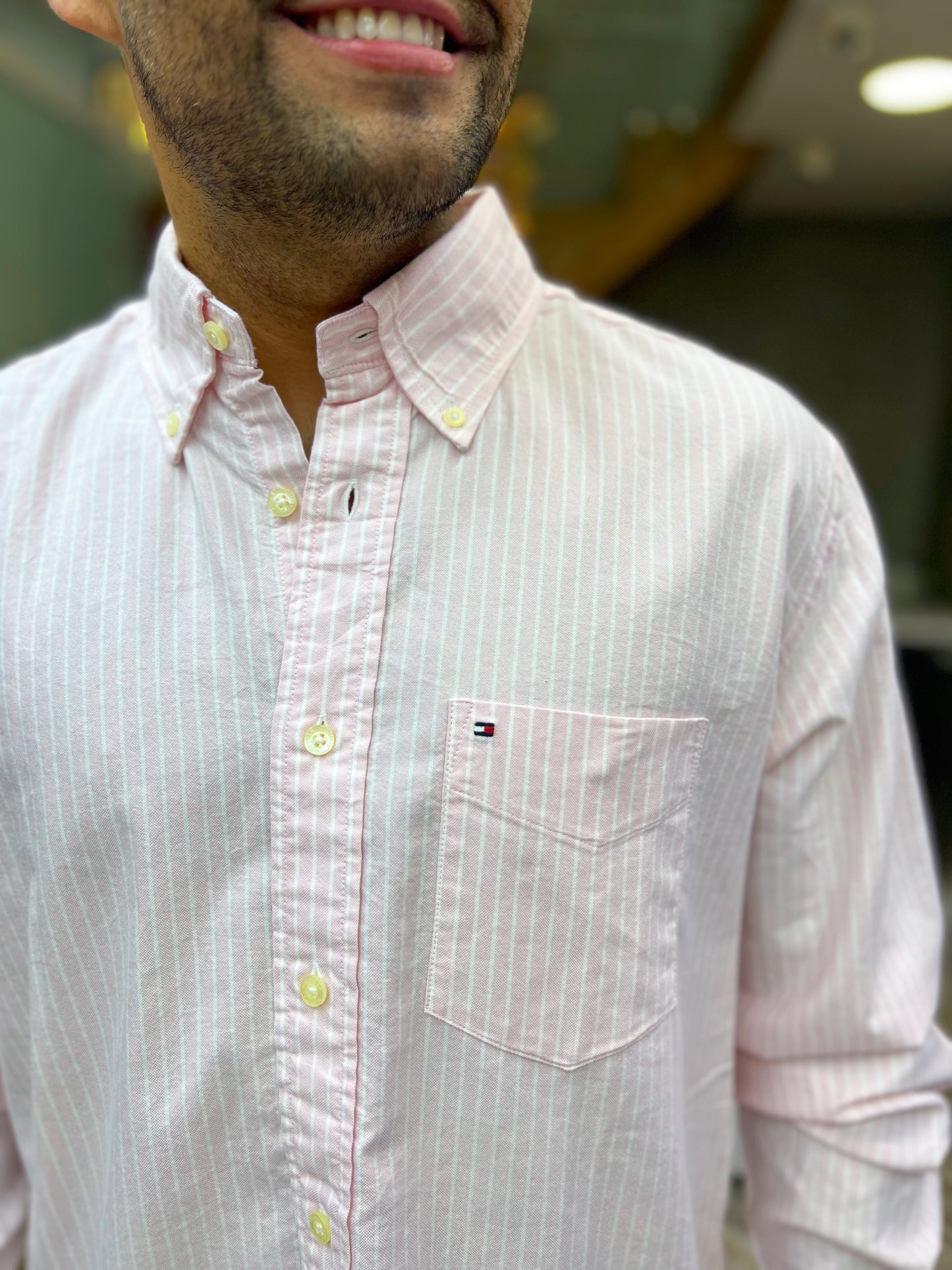 Camisa Tommy Hilfiger Rosa Líneas