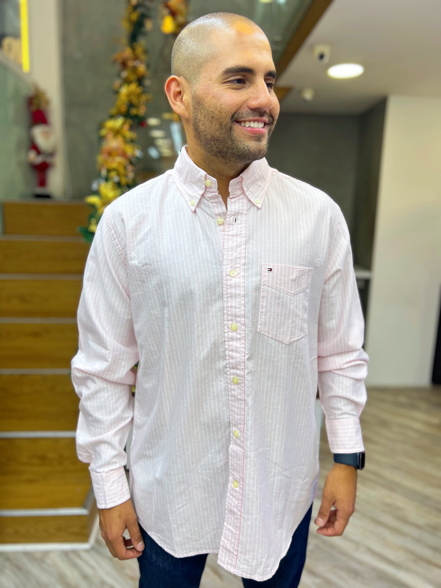 Camisa Tommy Hilfiger Rosa Líneas