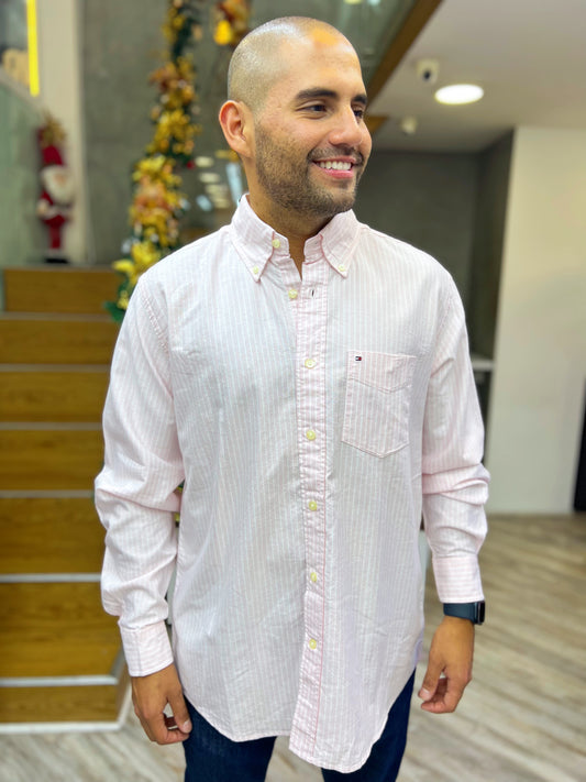 Camisa Tommy Hilfiger Rosa Líneas