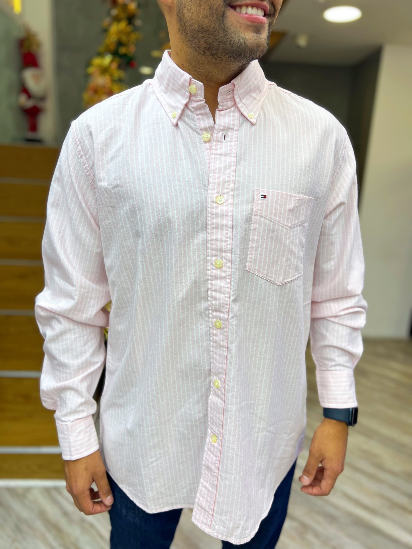 Camisa Tommy Hilfiger Rosa Líneas