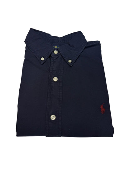Camisa Polo R.L hombre Oxford Azul Caballo Rojo