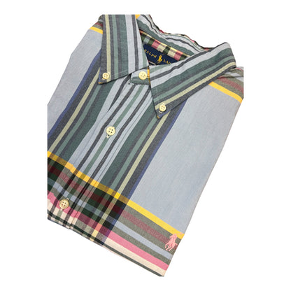 Camisa Polo R.L hombre Oxford Rayas Colores Caballo Rosa