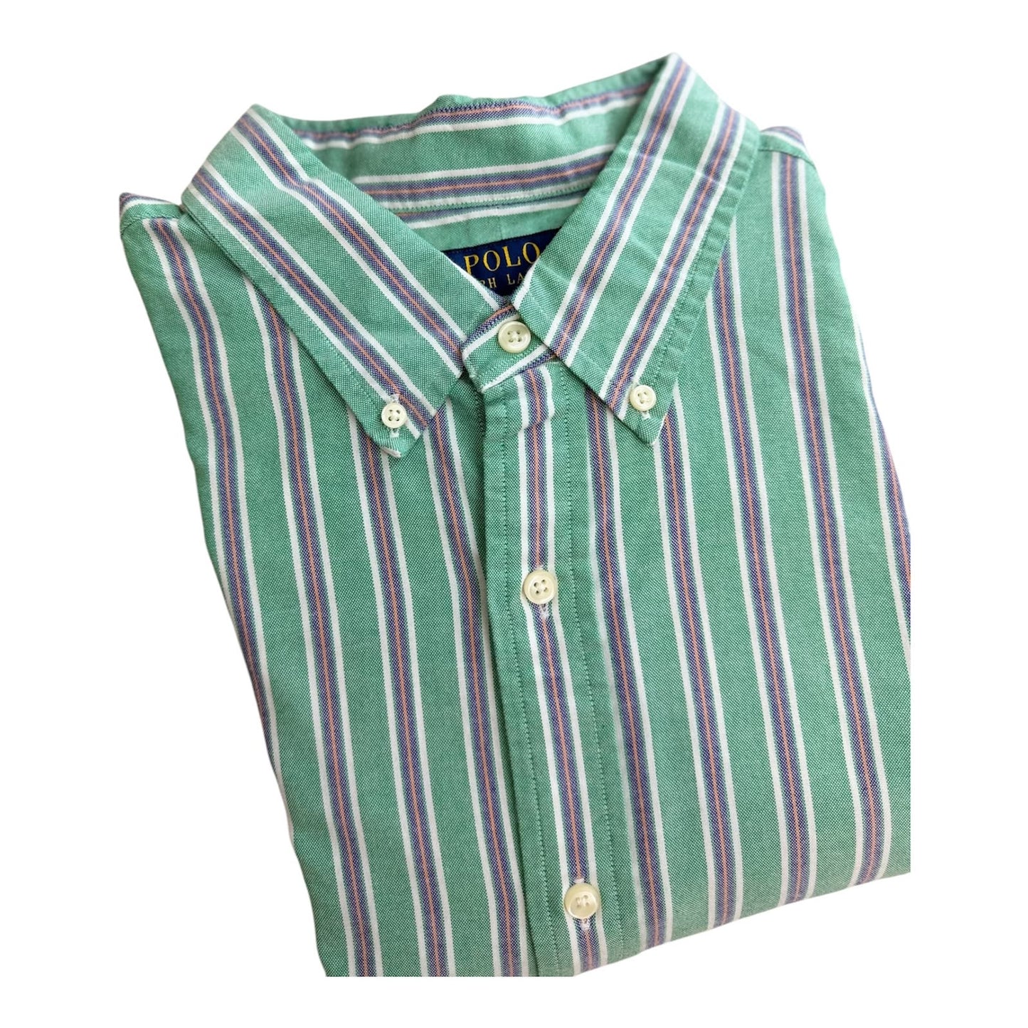 Camisa Polo R.L hombre Oxford  Rayas verdes Caballo Multicolor