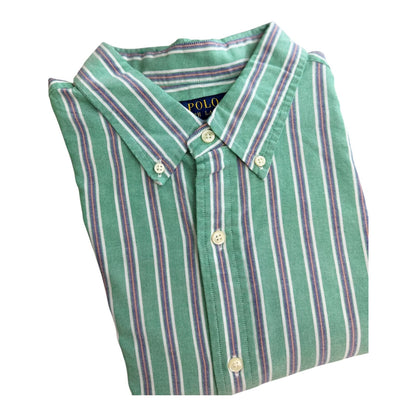 Camisa Polo R.L hombre Oxford  Rayas verdes Caballo Multicolor