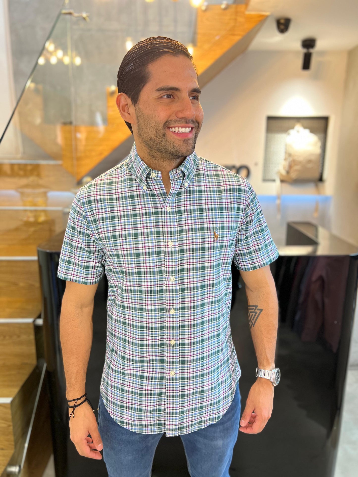 Camisa Polo R.L hombre Algodón Slim Fit Manga Corta