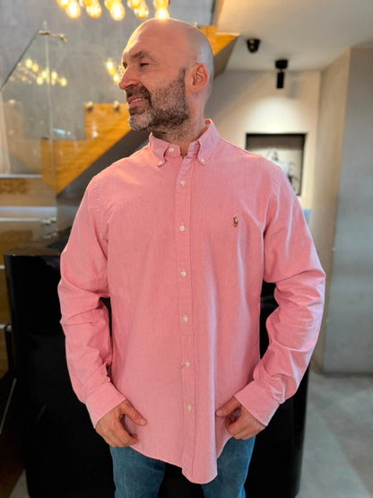 Camisa Polo R.L hombre Oxford  Rosa Caballo Multicolor