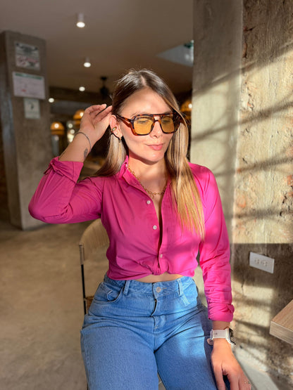 Camisa Polo R.L dama Algodón Fucsia