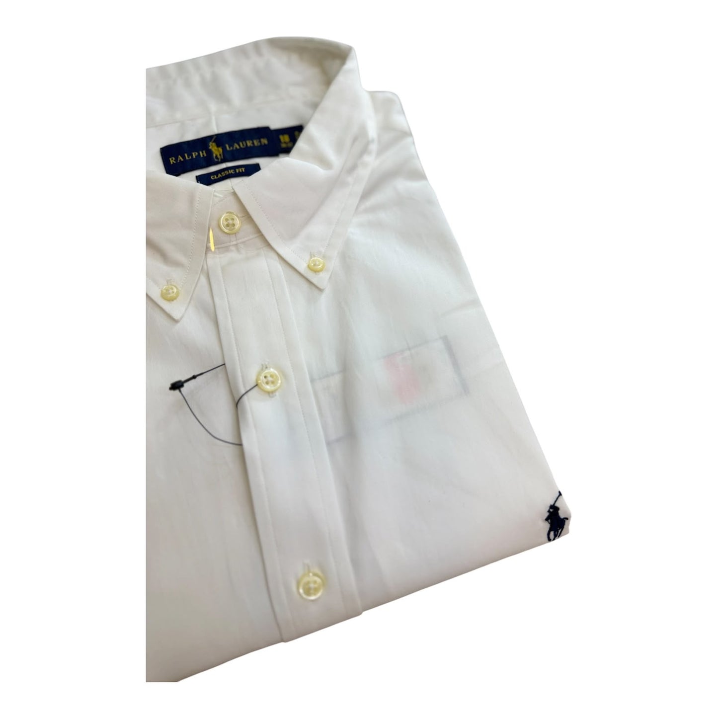Camisa Polo R.L hombre Algodón Blanca Caballo Azul