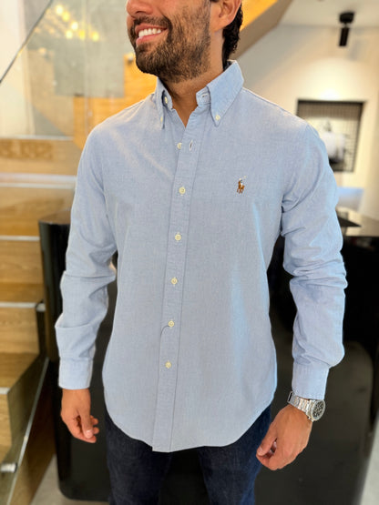 Camisa Polo R.L hombre Oxford Celeste Caballo Multicolor