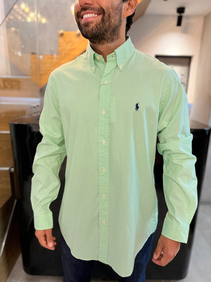 Camisa Polo R.L hombre Algodón Verde Pastel Caballo Azul