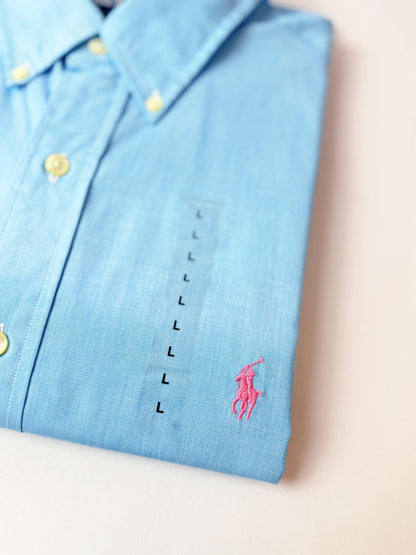 Camisa Polo R.L hombre Celeste Algodón