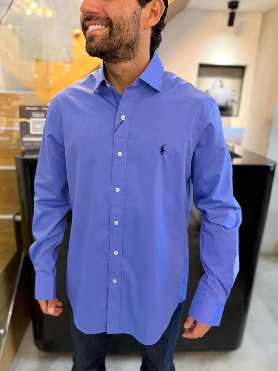 Camisa Polo R.L hombre Algodón Azul Caballo Azul