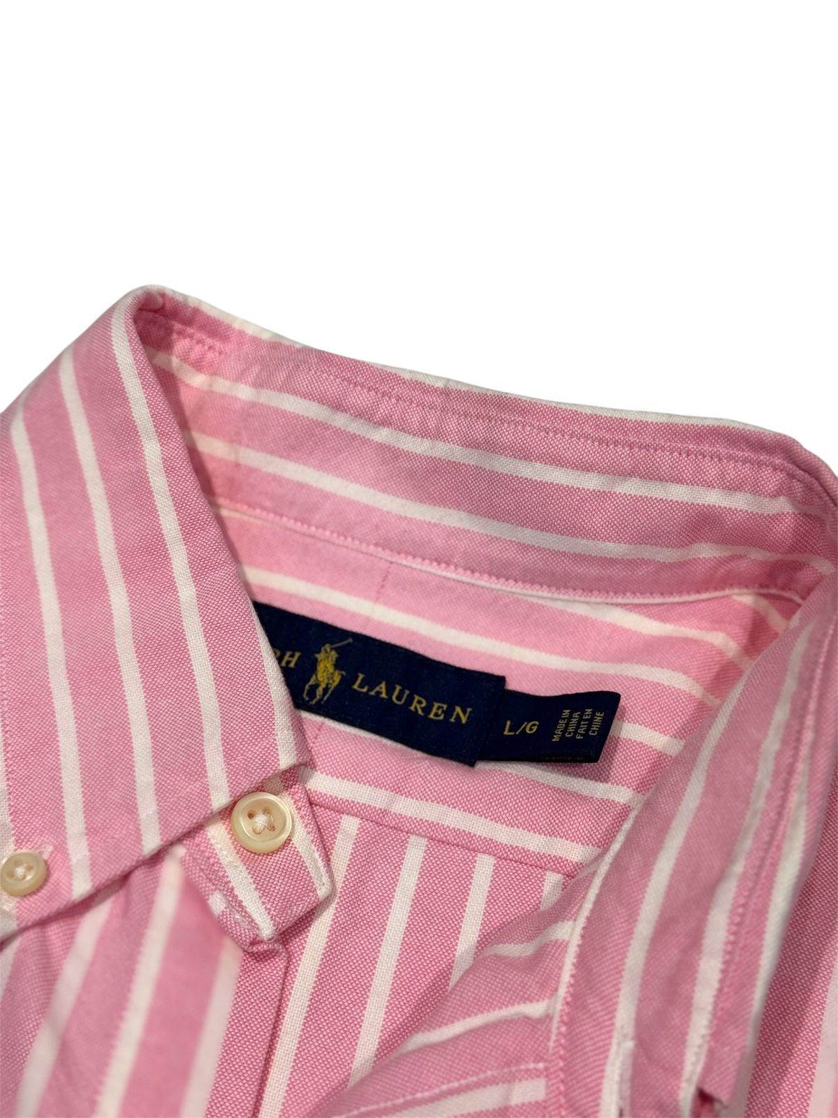 Camisa Polo R.L hombre Oxford Rayas Rosas Caballo Multicolor