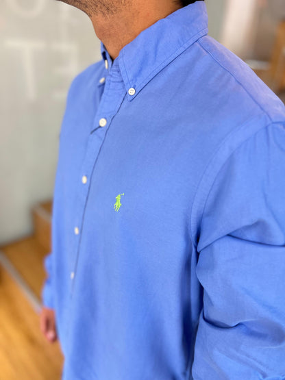 Camisa Polo R.L hombre Oxford Celeste