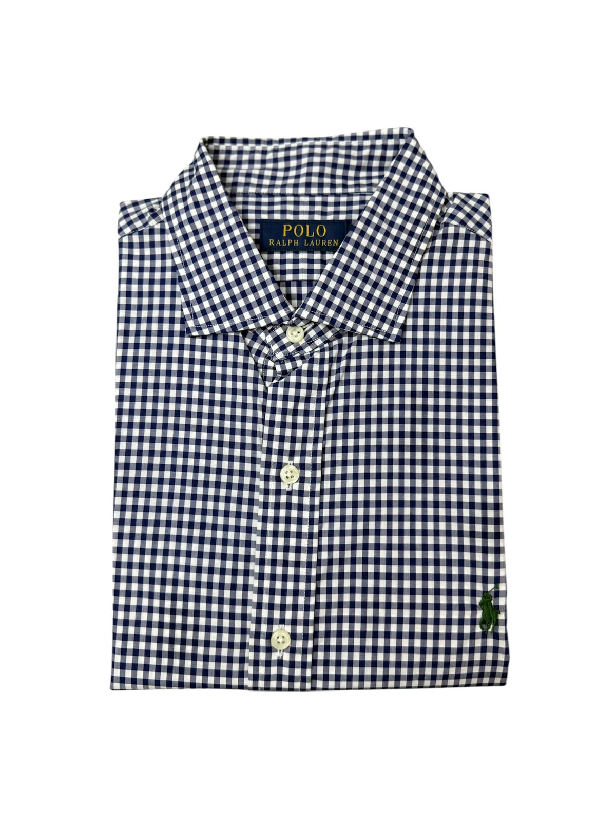 Camisa Polo R.L hombre Algodón Cuadros Azules Caballo Verde