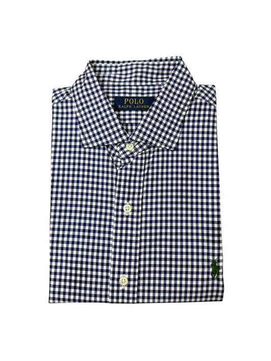 Camisa Polo R.L hombre Algodón Cuadros Azules Caballo Verde
