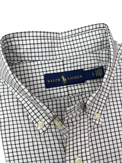 Camisa Polo R.L hombre Algodón Cuadros Negros Caballo Negro