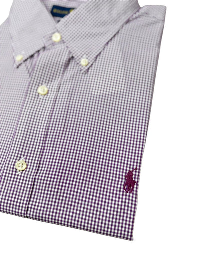 Camisa Polo R.L hombre Algodón Slim Fit Cuadros Morados Caballo Morado