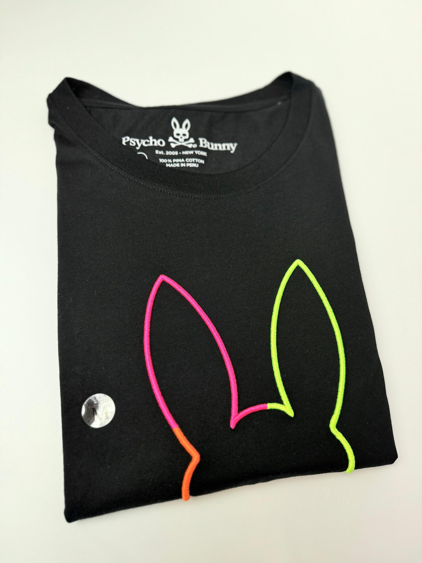 Camiseta Psycho bunny hombre Algodón Negra Colores Neón