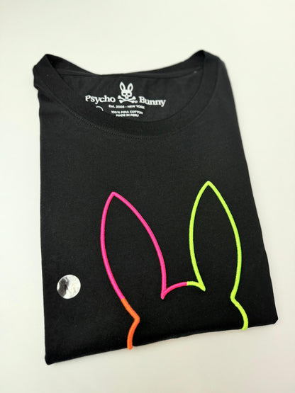 Camiseta Psycho bunny hombre Algodón Negra Colores Neón