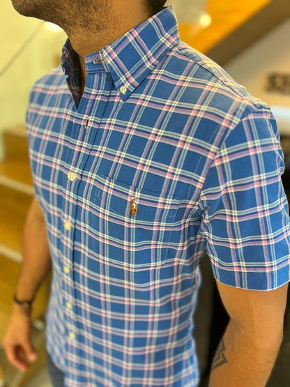 Camisa Polo R.L hombre Oxford Slim Fit Manga Corta