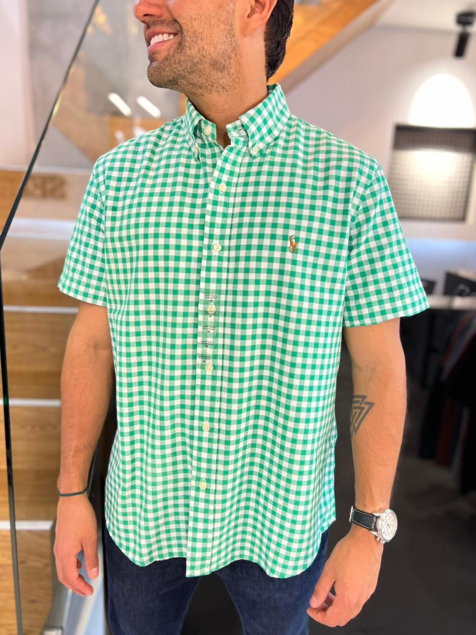 Camisa Polo R.L hombre Oxford Manga Corta