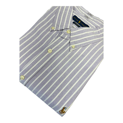 Camisa Polo R.L hombre Oxford Rayas Lilas Con Blanco Caballo Multicolor