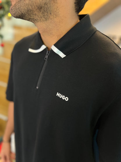 Polo Hugo Boss Negro con Cremallera(Oversize)