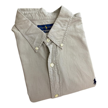 Camisa Polo R.L hombre Oxford Gris Claro Caballo Azul
