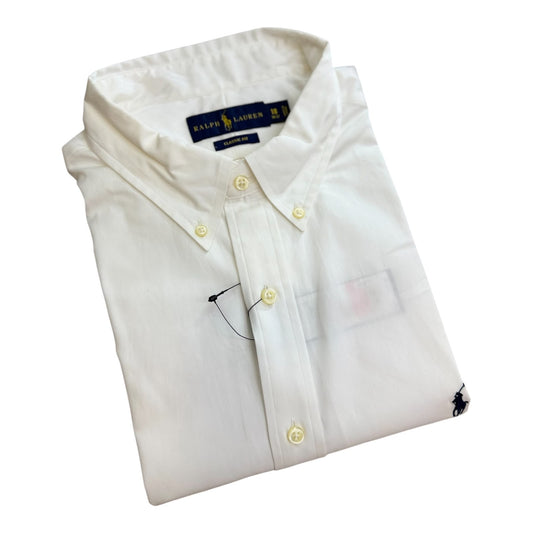 Camisa Polo R.L hombre Algodón Blanca Caballo Azul