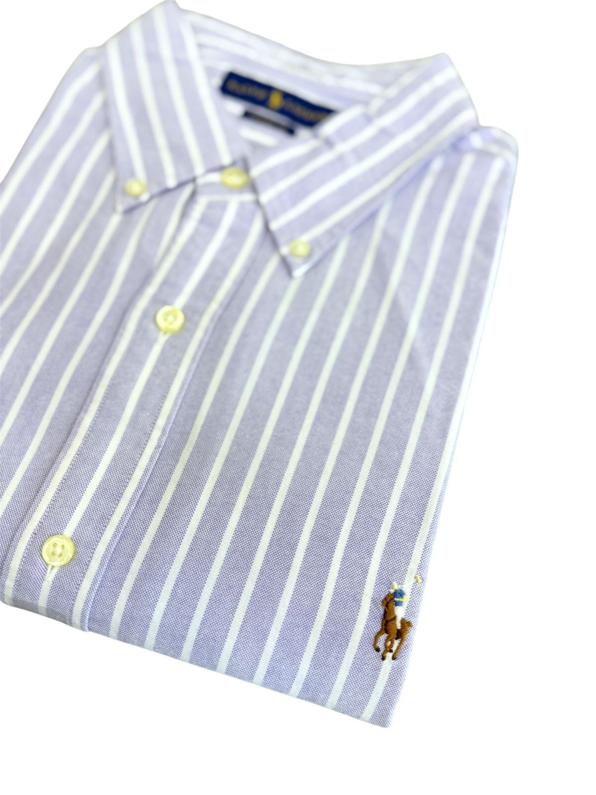 Camisa Polo R.L hombre Oxford Rayas Lilas Caballo Multicolor
