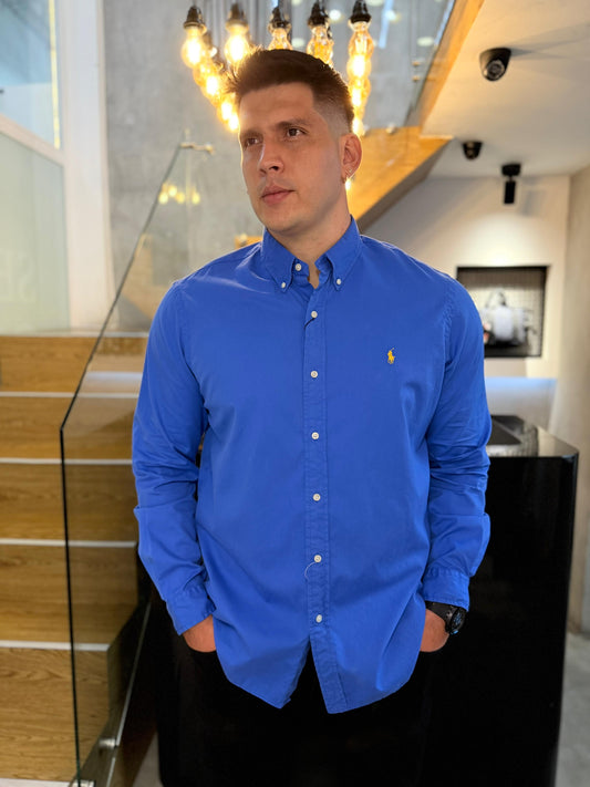 Camisa Polo R.L hombre Algodón Azul Caballo Amarrillo