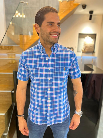 Camisa Polo R.L hombre Oxford Slim Fit Manga Corta