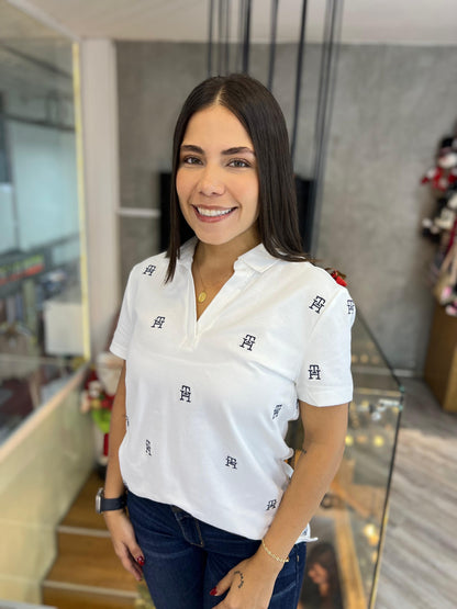 Polo Tommy Hilfiger Mujer Blanco Escudos