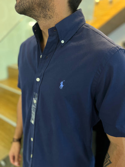 Camisa Polo R.L Azul Manga Corta hombre