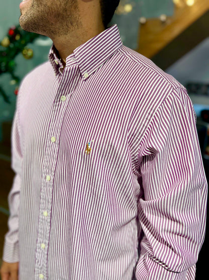 Camisa Polo R.L hombre Algodón Rayas Moradas