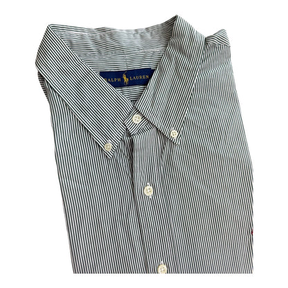 Camisa Polo R.L hombre Algodón Rayas Verdes Con Blanco Caballo Rojo