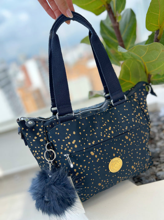 Bolso De Mano Azul Estampado