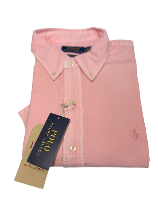 Camisa Polo R.L hombre Oxford Manga Corta Salmón