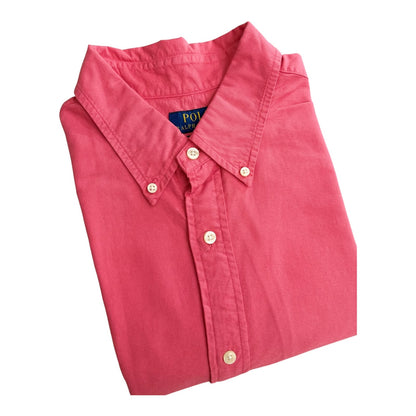 Camisa Polo R.L hombre Oxford Coral Caballo Celeste
