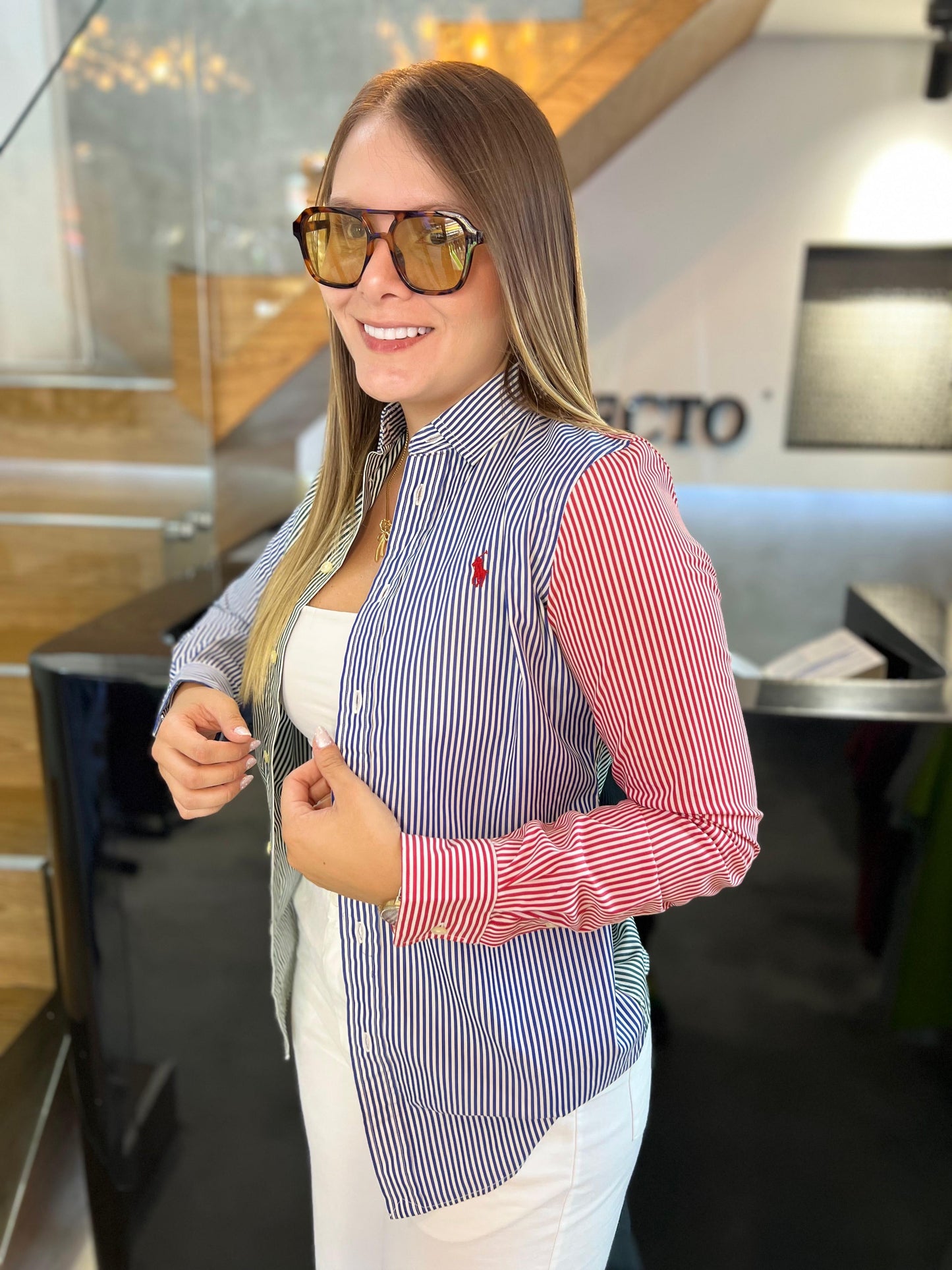 Camisa Polo R.L dama Custom Fit Multicolor
