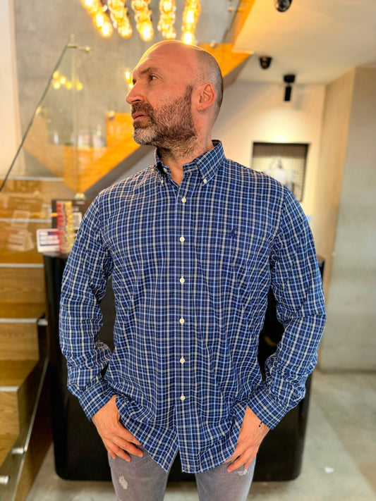 Camisa Polo R.L hombre Algodón Cuadros Azules Caballo Azul