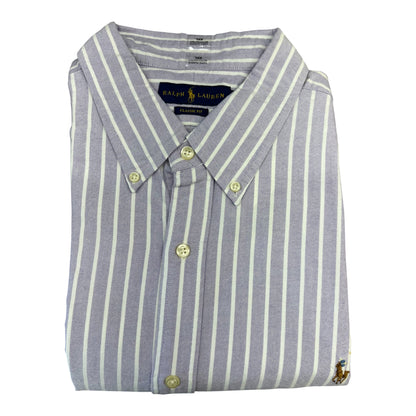 Camisa Polo R.L hombre Oxford Rayas Lilas Con Blanco Caballo Multicolor