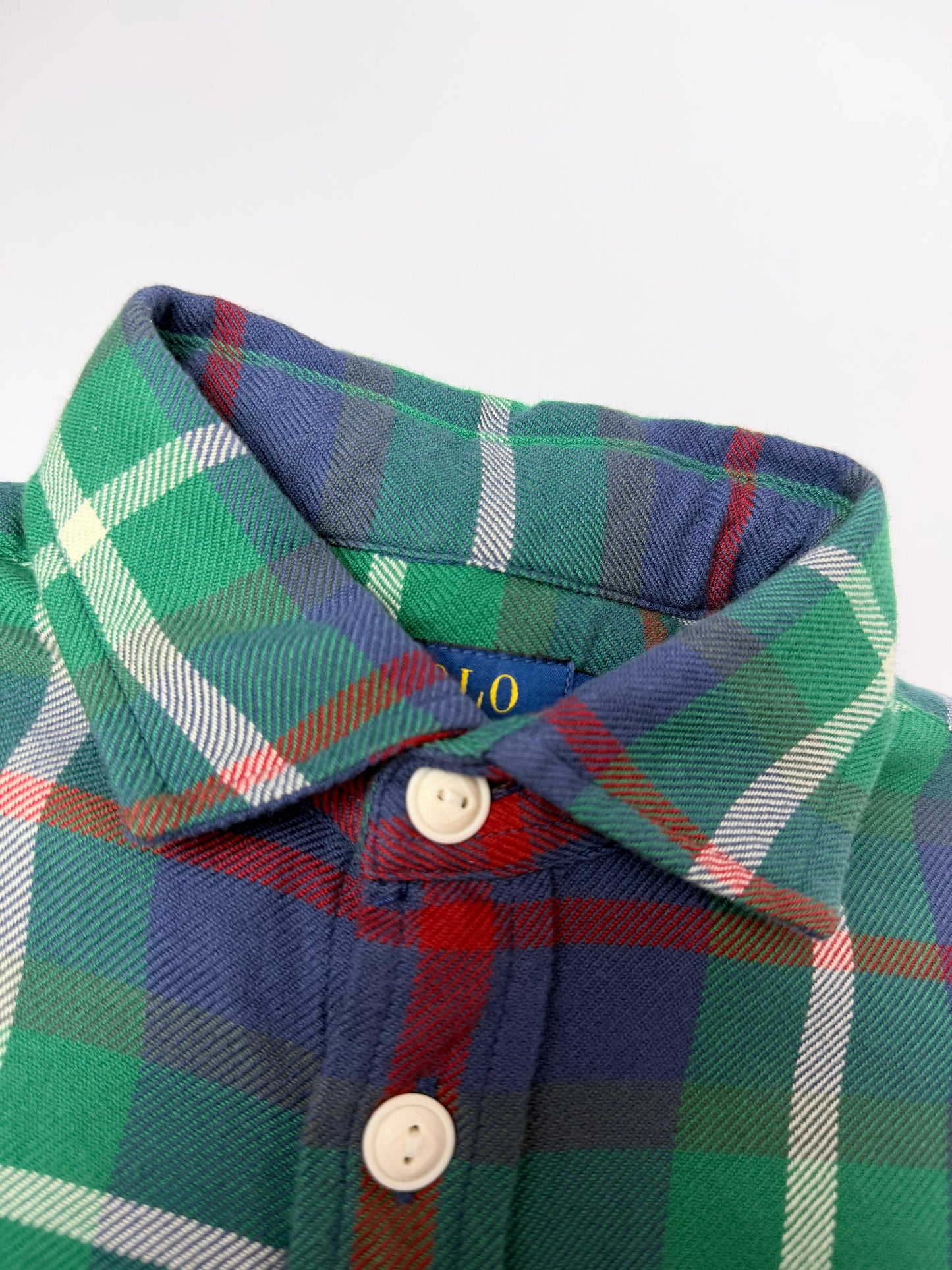 Camisa Polo R.L dama Algodón Suave Cuadros Verdes y Azules